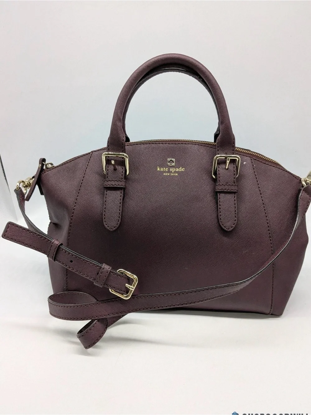 kate spade Plum-Red Dome Satchel with Gold Hardware